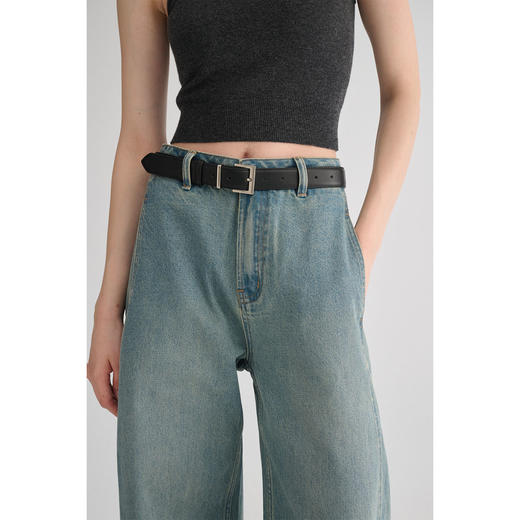 MAISON CECILE 复古简约双面牛皮实用百搭做旧银扣真皮皮带 商品图0