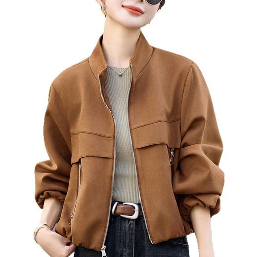 立领麂皮绒外套，复古宽松休闲百搭夹克上衣HR-7702 商品图4