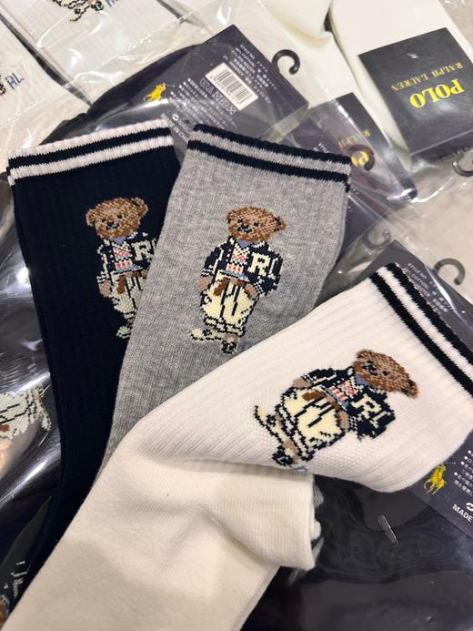 原单拉夫经典提花大熊中性袜 男女同款3双一组   日本卡纸包装 商品图4