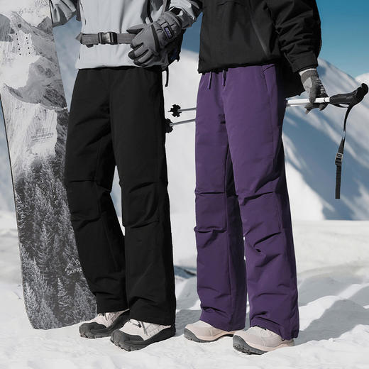 【鸭绒裤】罗蒙冬季保暖工装羽绒裤男女同款情侣户外直筒休闲抽绳长裤子 商品图1