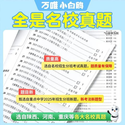 2026万唯小白鸥小升初语文数学真题超详解五六年级必刷毕业分班考试卷重点中学 商品图3