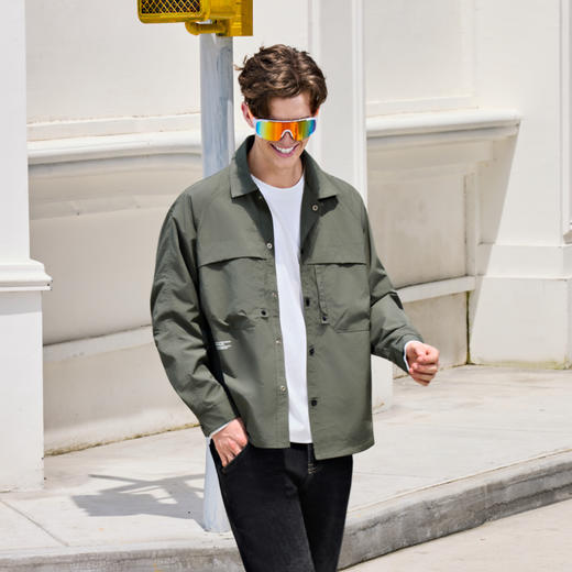 半身缘男装 秋季夹克衬衫外套舒适透气易清洗百搭253212U01310041 商品图1