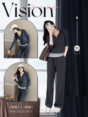 陌小瞳糯米长袖两件套秋套装！懒人必备单品