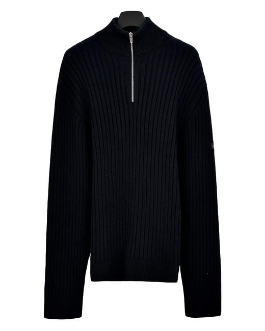 中性款袖标半拉链针织毛衣B00 商品图0