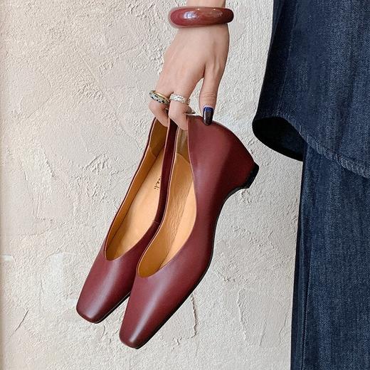 【预售5天】真皮平底内增高时尚单鞋，百搭极简风浅口低跟软皮小皮鞋KLLN&4606 商品图3