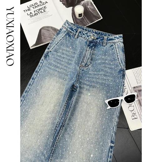 余潇潇【海上星辰】轻奢精致时髦烫钻直筒牛仔裤柔软亲肤显气质 商品图4