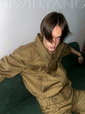 TIWILLTANG启世录ANEW 时装原创三角折边宽肩夹克 brown/black