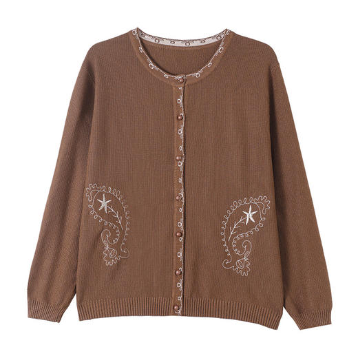 CC10-6616宽松休闲针织开衫春秋加肥加大码胖妈妈上衣2025新款显瘦毛衣外套 商品图4