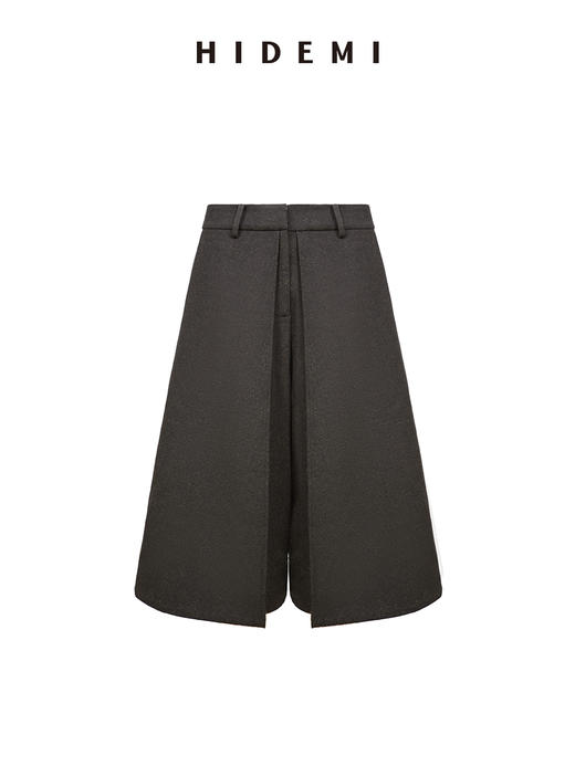 HIDEMI 进口羊毛极简显瘦立体翻折双层毛呢五分裤中裤配靴神裤 商品图13