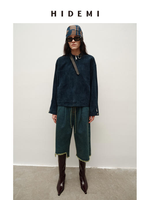 HIDEMI 都市单宁系列手工毛边装饰腰带显瘦时髦中裤牛仔裤配靴神裤 商品图4