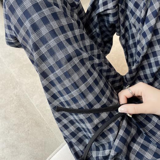 卷卷紫美式风格纹垂感直筒裤 面料软糯有垂感 宽松舒适 复古慵懒休闲百搭 商品图3