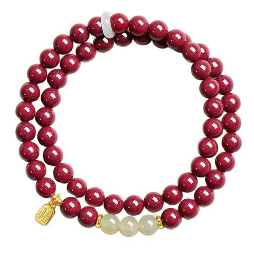 颜值爆表！~2025爆款高品质情绪稳定朱砂和田玉手串，静心，治愈不安情绪 商品图4