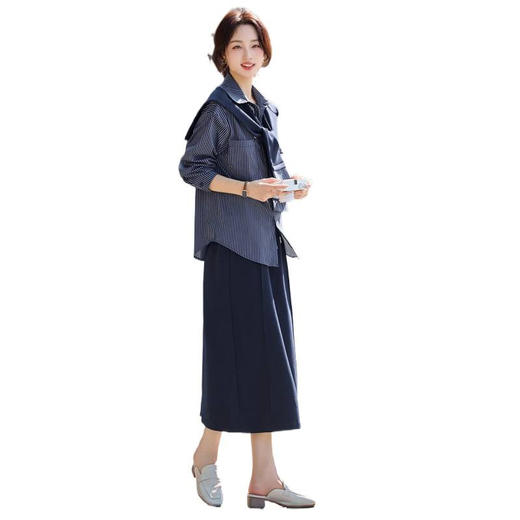 新款年宽松舒适秋季条纹披肩半身裙三件套LNS9768 商品图4
