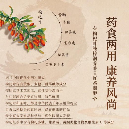 正山堂 宁夏枸杞红茶 配伍骏眉红茶正宗骏眉中国枸杞叶茶罐装200g 商品图2