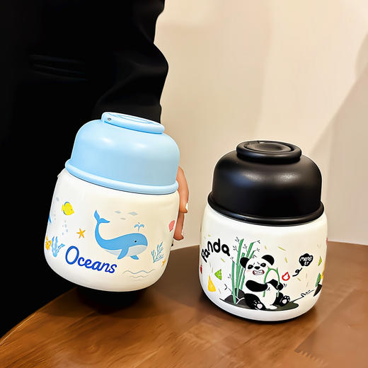 【送杯勺❗️316不锈钢保温杯】食品级材质，长效保温保冷，早八人无需早起，到公司直接开吃！大容量卡通便携带提手焖烧杯男女通用水杯 商品图5