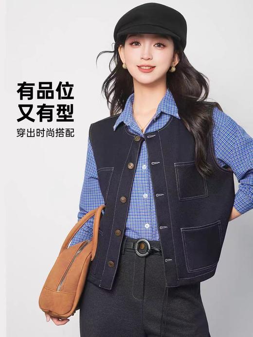 五只白鹅—2025秋冬新款羊毛蚕丝天丝牛仔马甲外穿马夹2533 商品图1