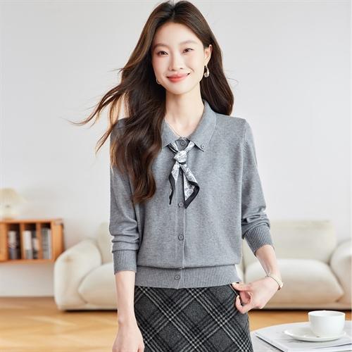 气质针织开衫，配丝巾打底毛衣上衣HR-SSFB092 商品图1