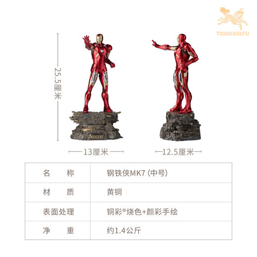 铜师傅《钢铁侠MK7》漫威系列限量手办 复仇者联盟桌面铜摆件 商品图5