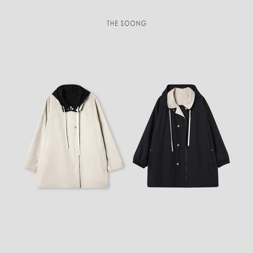 THESOONG/双面二合一风衣极简正反两穿连帽外套HWFY7547 商品图0