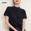 2026春天丝羊毛时尚简约半高领短袖修身套头T恤 商品缩略图2