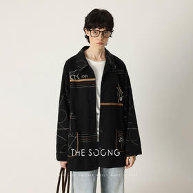 THESOONG/几何学 纯棉匠心万针刺绣翻领外套HWWT7515