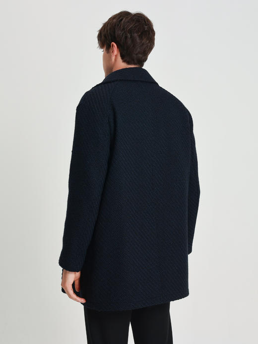 callisto藏青微阔绵羊毛混纺大衣 商品图4
