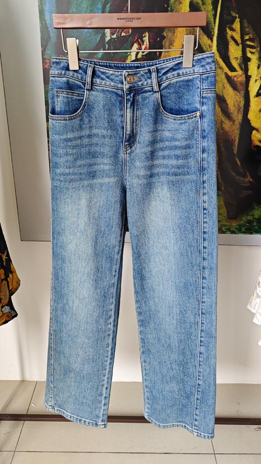 SZ3L10_蓝采和色_牛仔裤_秋季_高腰直筒微喇九分裤复古做旧_高级女装_BERNIEELEN 伯妮斯茵 商品图0