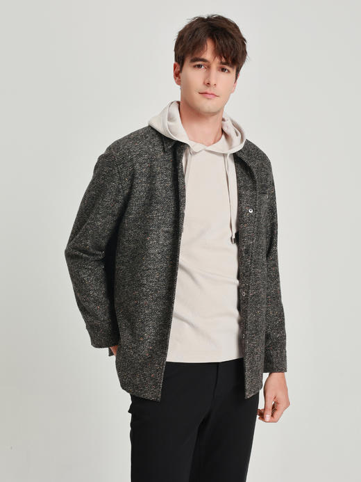 callisto雪茄棕衬衫款粗花呢外套 商品图3