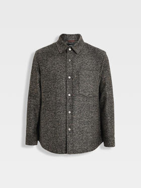 callisto雪茄棕衬衫款粗花呢外套