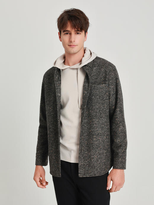 callisto雪茄棕衬衫款粗花呢外套 商品图2