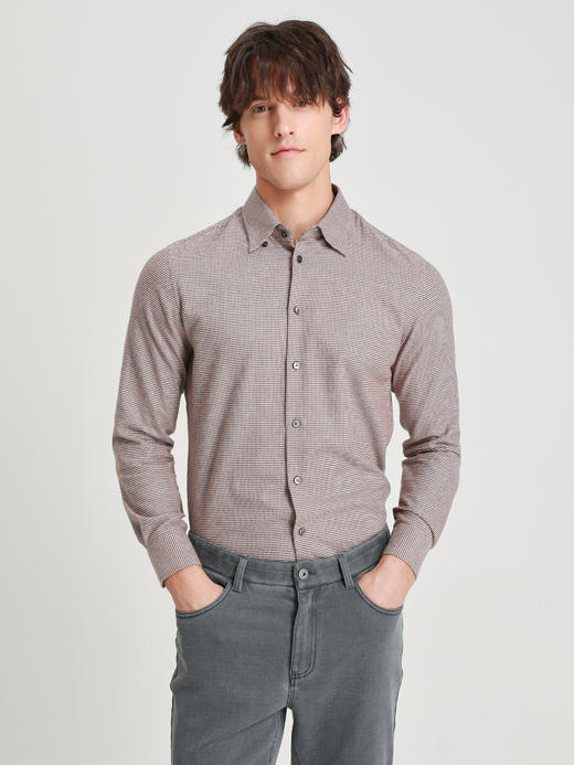 callisto浅调雪茄棕千鸟格衬衫 商品图2