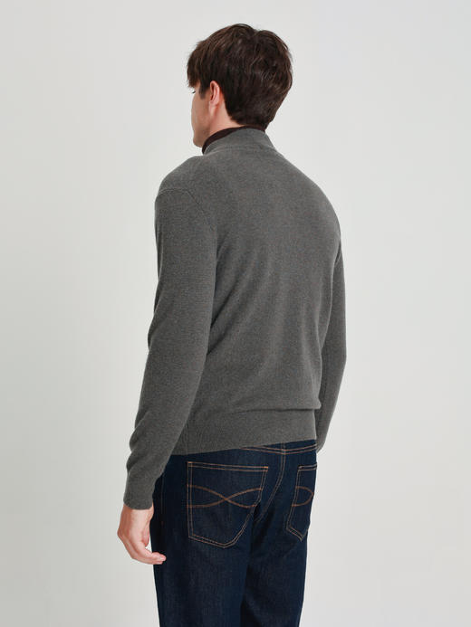 callisto海豚灰阿拉善羊绒半拉链高领毛衣 商品图4