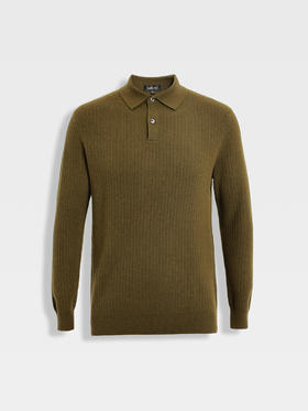 callisto橄榄绿羊毛羊绒混纺毛衣