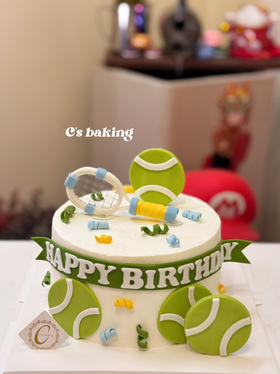 #送给那爱好网球的他/她 #网球蛋糕 #体育项目 忌廉蛋糕（默认自提，收费配送请联系客服）