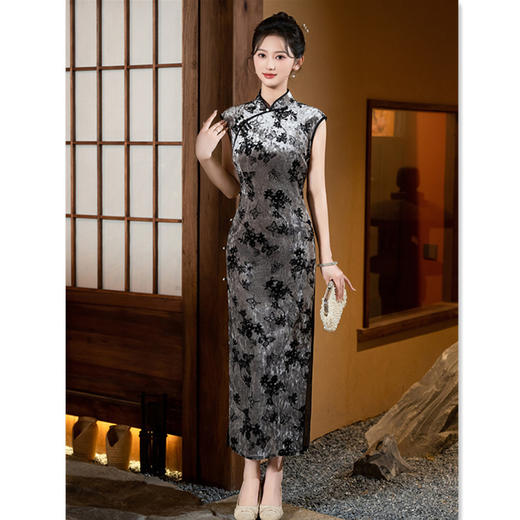 GX无袖国风中式长款改良旗袍2025初秋新款女复古修身老上海港风旗袍 商品图0