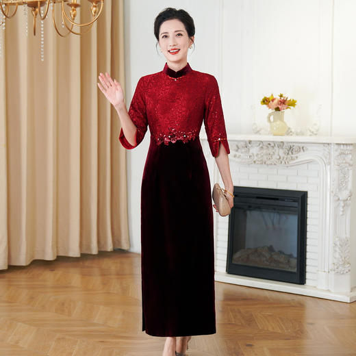 HYX秋装新款高级感旗袍连衣裙婚礼国潮婚宴装气质 商品图0