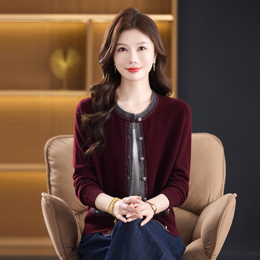 fgtt1822100%纯羊毛开衫女小香风毛衣外套春秋高级感气质名媛短款针织上衣 商品图1