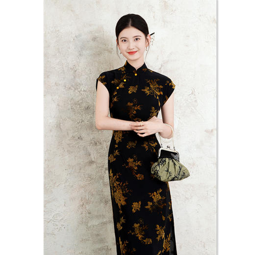 GX复古民国长款连袖旗袍2025初秋新款改良新中式修身显瘦旗袍 商品图2