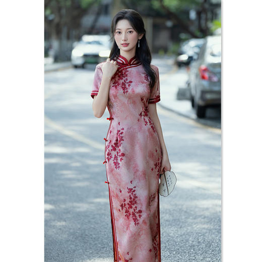 GX老上海复古国风高级感中式宽边旗袍2025秋新款印花旗袍 商品图3