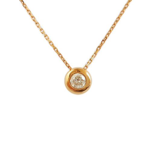 【天然正品】周大福AU750玫瑰金时尚经典款0.205克拉钻石吊坠项链女士240825NJS09现售价：2880 商品图0