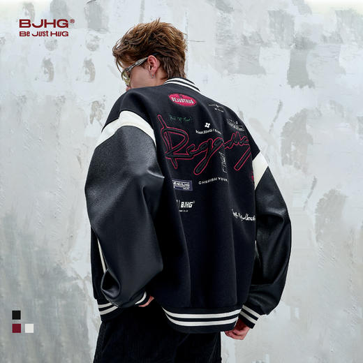 BJHG不计后果复古机车外套男款秋季美式潮流新款情侣棒球服夹克女 商品图0