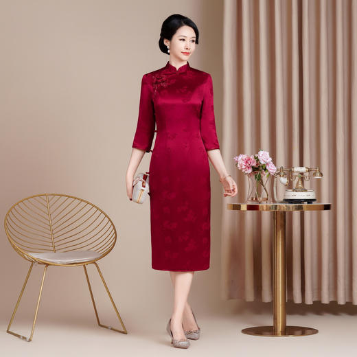 HYX秋装新款复古改良旗袍连衣裙女高级感喜婆婆敬酒服 商品图1