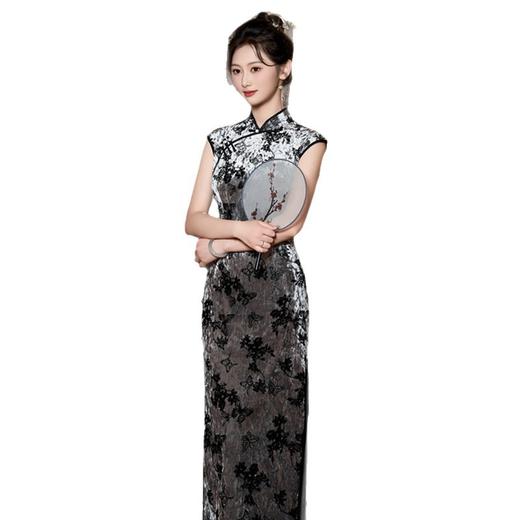 GX无袖国风中式长款改良旗袍2025初秋新款女复古修身老上海港风旗袍 商品图4