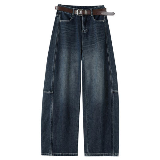 2025年秋季新款时髦牛仔弯刀裤遮胯减龄宽松显瘦休闲裤MYX25205 商品图4