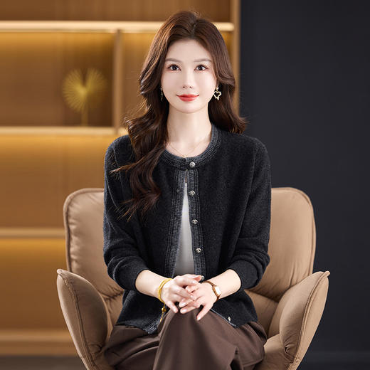 fgtt1822100%纯羊毛开衫女小香风毛衣外套春秋高级感气质名媛短款针织上衣 商品图2