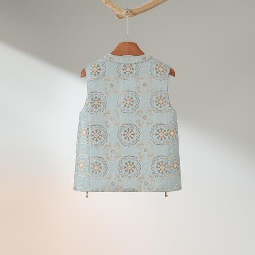 西子/宝花奔鹿钱小萍名家非遗宋锦桑蚕丝蓝色马甲/MJHJ100 商品图2