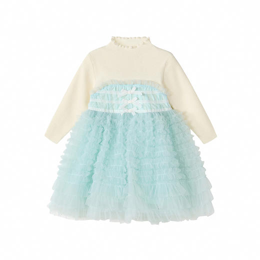 笛莎Deesha 童装女童连衣裙2025冬新款女童层叠蛋糕毛织拼接网纱公主裙 商品图4