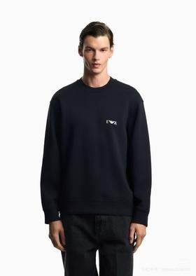 E@ 阿玛尼双鹰刺绣空气棉平纹针织圆领卫衣 Z-15607