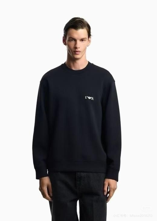 E@ 阿玛尼双鹰刺绣空气棉平纹针织圆领卫衣 Z-15607 商品图0