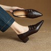 【预售5天】尖头粗跟深口小皮鞋女新款春秋复古真皮气质高跟百搭通勤单鞋MLS&A1032 商品缩略图2